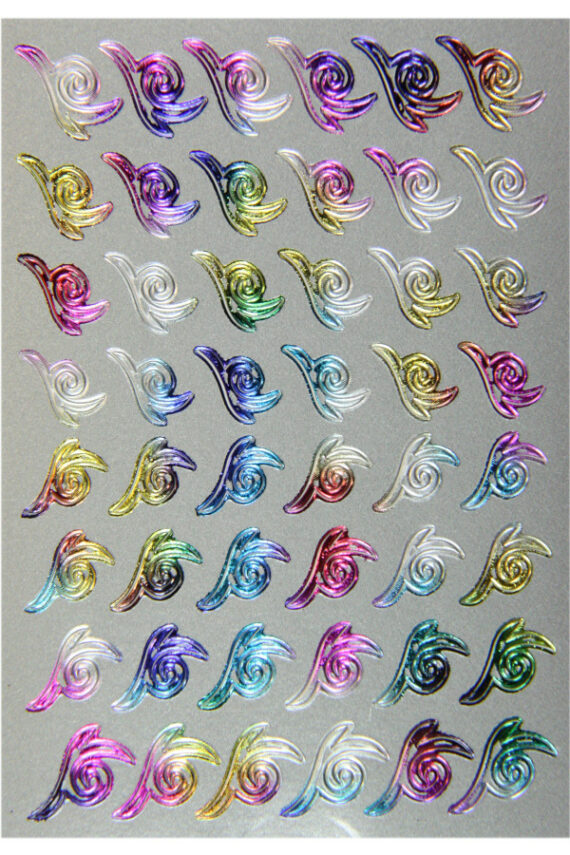 planche de 48 stickers d'ongles autocollants pêle mêle escargots multicolore métallique
