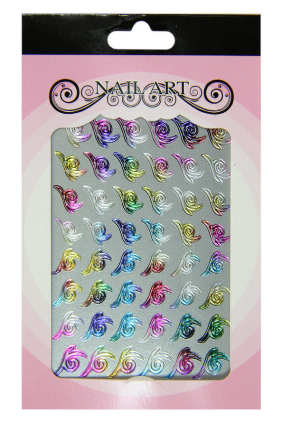 pochette de 48 stickers d'ongles autocollants pêle mêle escargots multicolore métallique