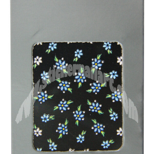 pochette de stickers ongles fleurs bleu scintillantes, pêle mêle stickers d'ongles fleurs bleu scintillantes