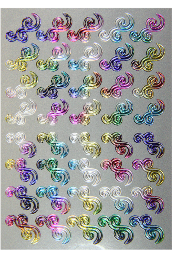 planche de 40 stickers d'ongles autocollants pêle mêle vignes multicolore métallique