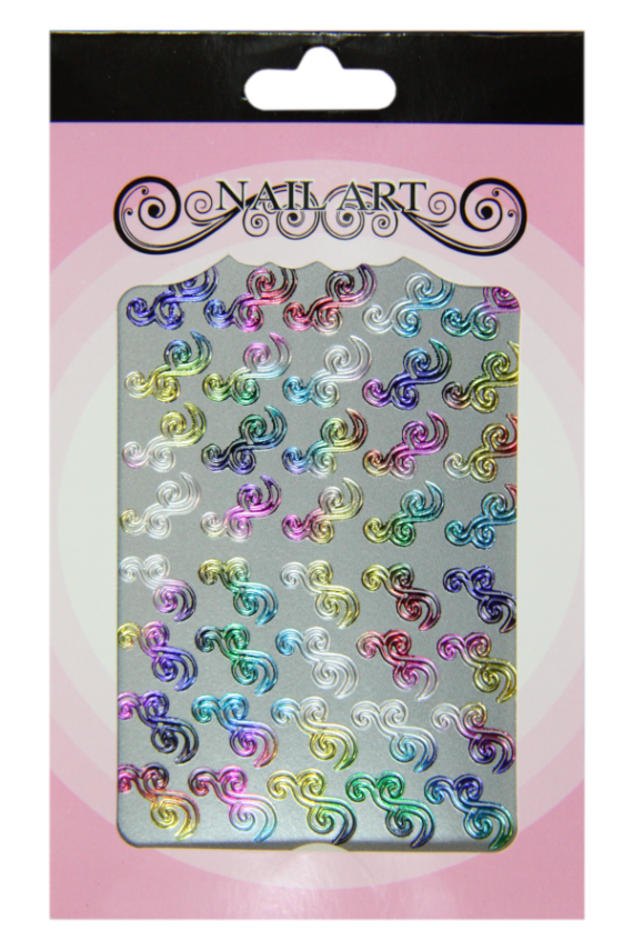 pochette de 40 stickers d'ongles autocollants pêle mêle vignes multicolore métallique
