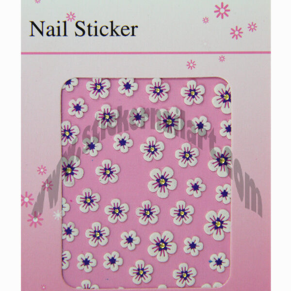 pochette de 43 stickers d'ongles autocollants fleurs cœur violet relief et strass, pêle mêle fleurs cœur violet relief et strass pas cher