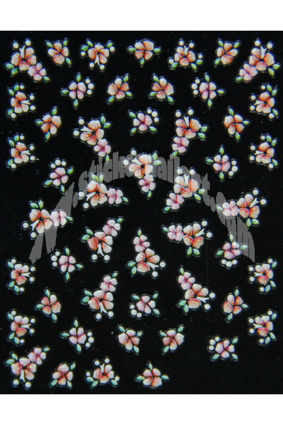 planche de stickers d'ongles autocollants fleur grappe rouge scintillant, pêle mêle fleur grappe rouge scintillant