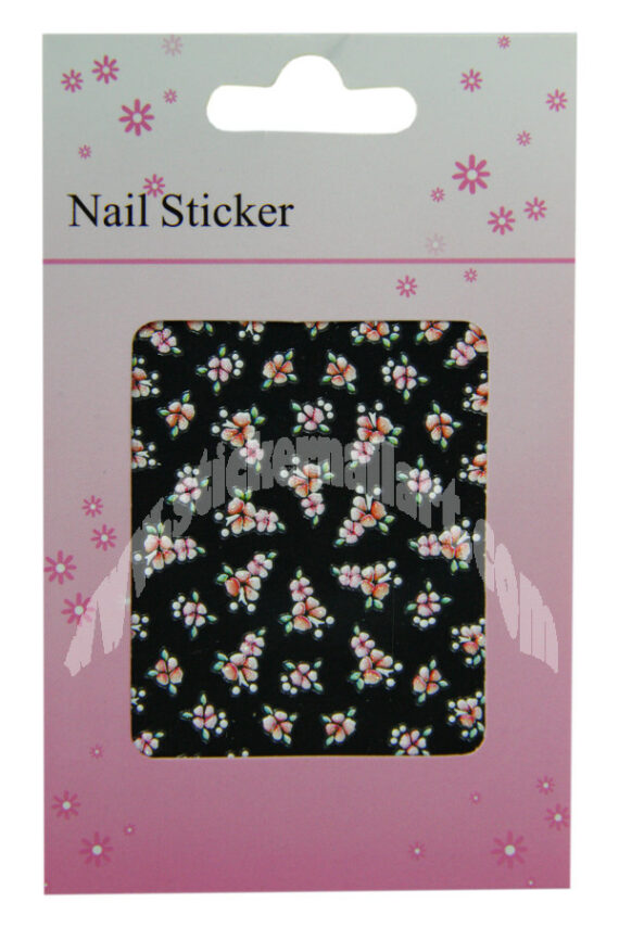 pochette de 48 stickers d'ongles autocollants fleur grappe rouge scintillant, pêle mêle fleur grappe rouge scintillant pas cher