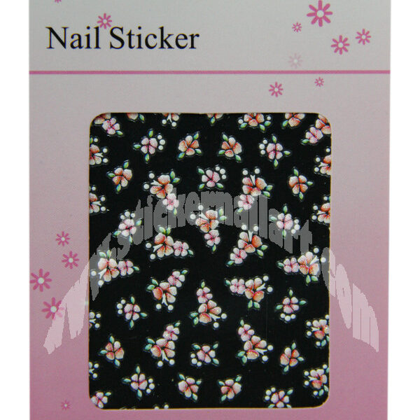 pochette de 48 stickers d'ongles autocollants fleur grappe rouge scintillant, pêle mêle fleur grappe rouge scintillant pas cher