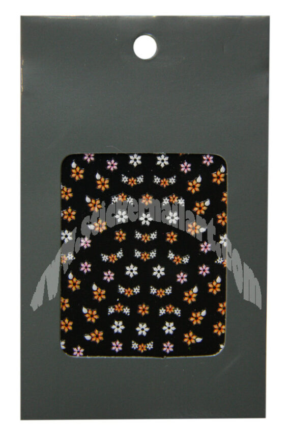 pochette de 79 stickers d'ongles autocollants fleurs orange et blanc scintillantes, pêle mêle fleurs orange et blanche scintillantes pas cher