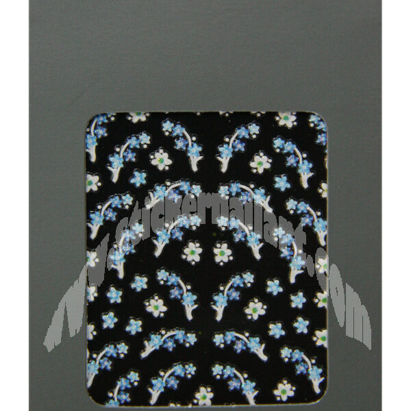 pochette de 61 stickers d'ongles autocollants fleurs bleu grappe scintillant, pêle mêle fleurs bleu grappe scintillant pas cher