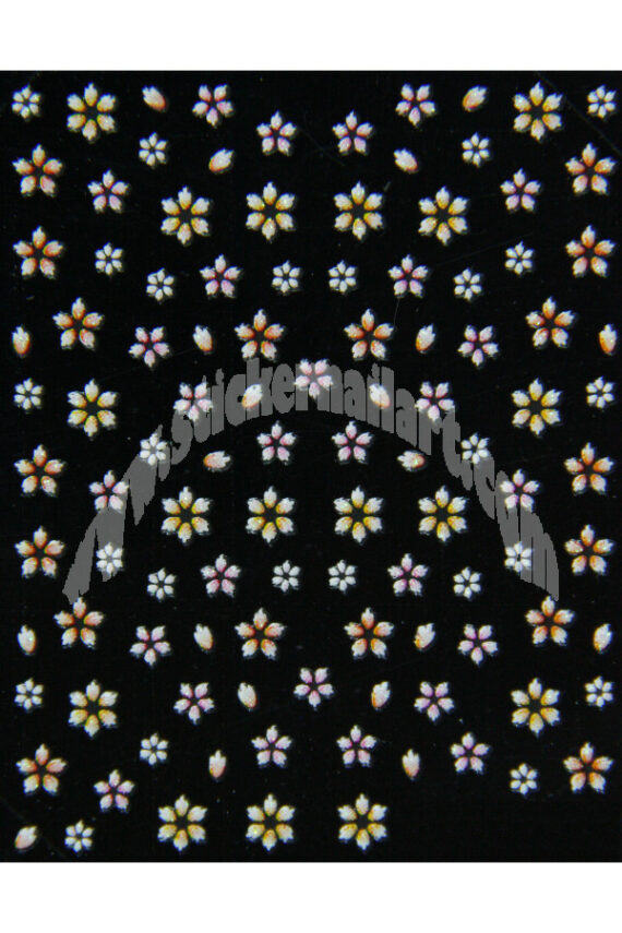 planche de stickers d'ongles autocollants petite fleur scintillant, pêle mêle petite fleur scintillant