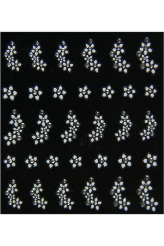 planche stickers mélange fleurs blanches avec strass