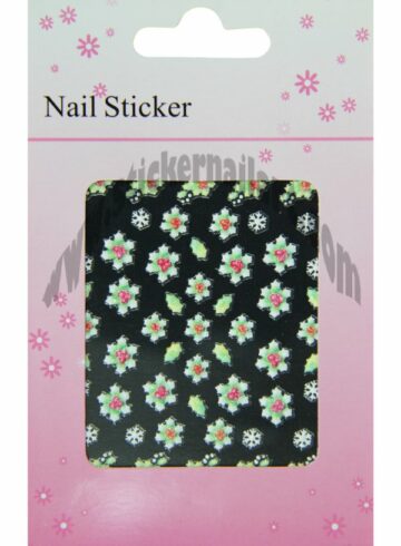 Pochette de Stickers d'ongle fleur de houx joyeux noël