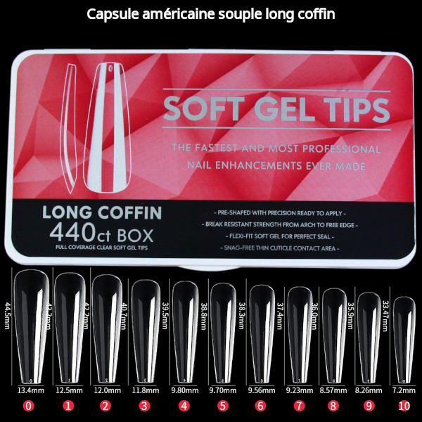 Capsules américaines long coffin tailles